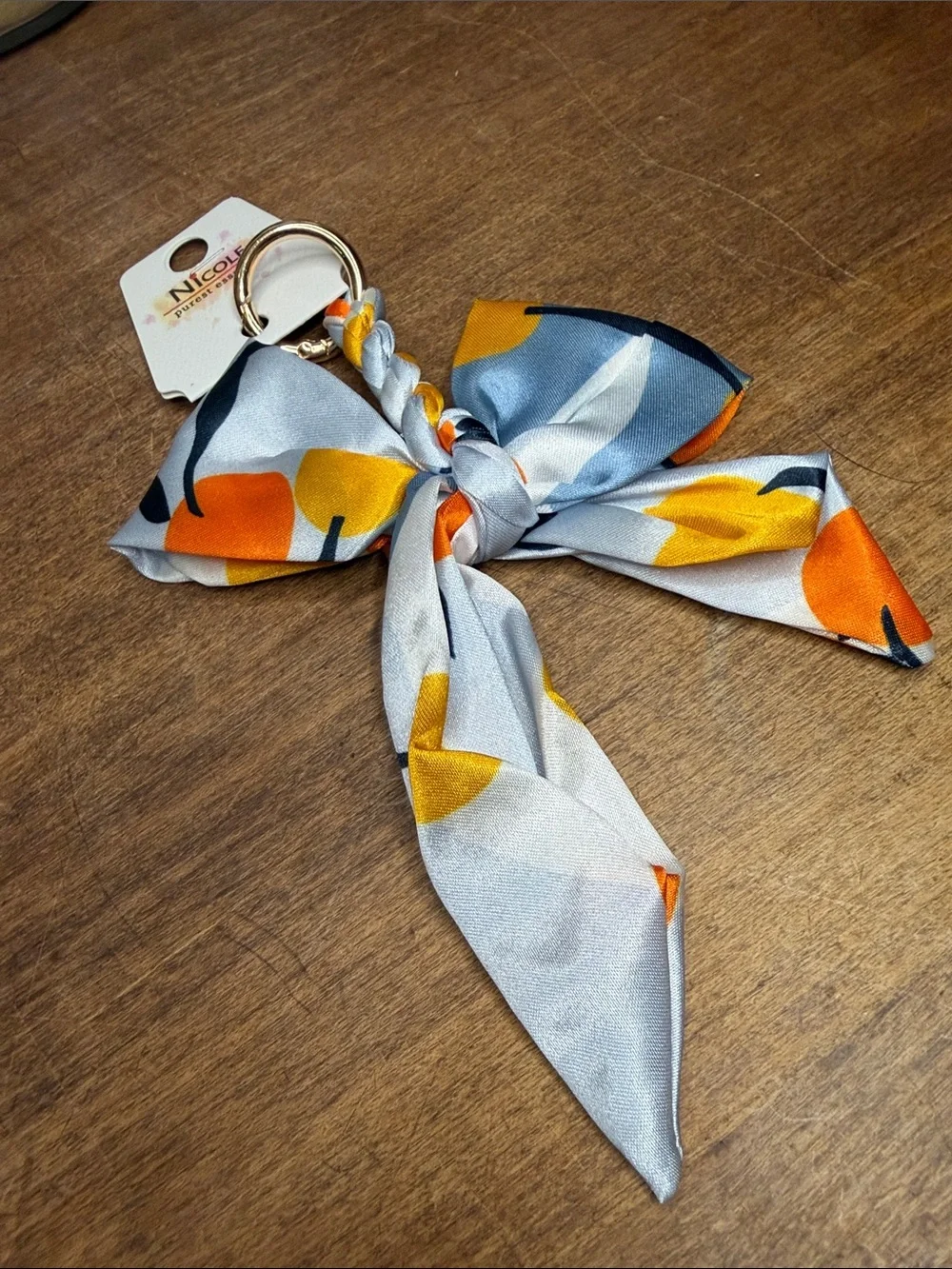 Patterned Bow Scarf Bag Charm Keychain